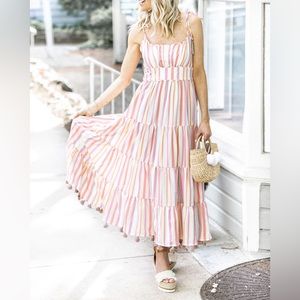 CHICWISH Rainbow Striped Multicolor Summer Maxi Dress